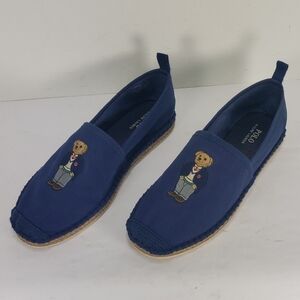NEW POLO RALPH LAUREN BARRON BEAR NAVY BLUE CANVAS ESPADRILLE SHOES MEN'S 10 D